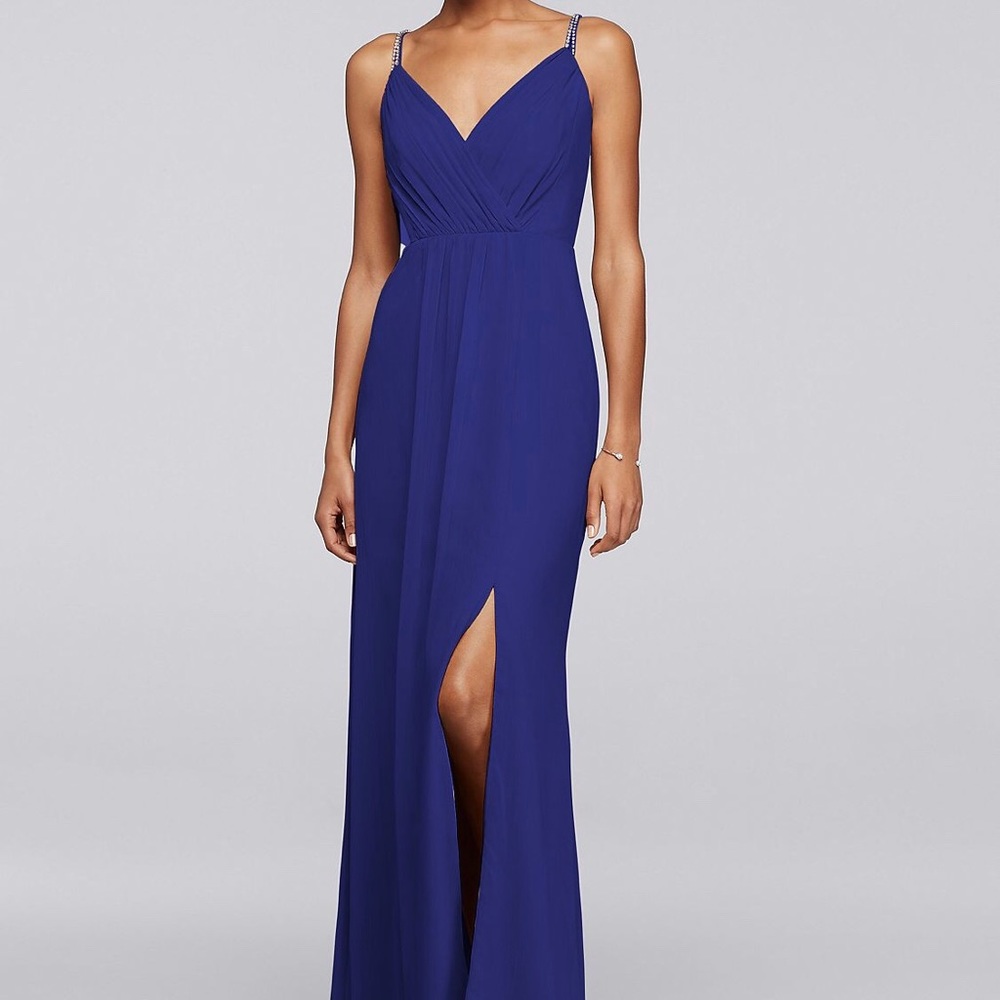 Long bridesmaid dress with double beaded straps - Picture 1 of 3